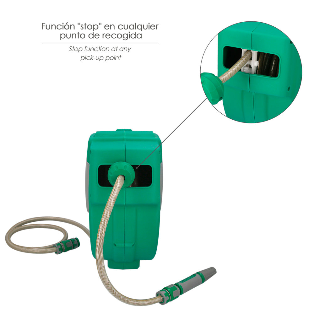 Automatic garden hose reel. Automatic hose retriever, garden hose holder 20-meter hose