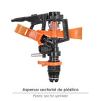 Aspersor riego regulable sectorial plástico  toma 1/2" fabricado en plástico, riego de jardines / cesped