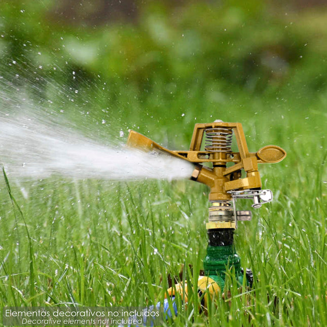 Aspersor riego regulable metálico sectorial toma 1/2" fabricado en zinc, riego de jardines / cesped