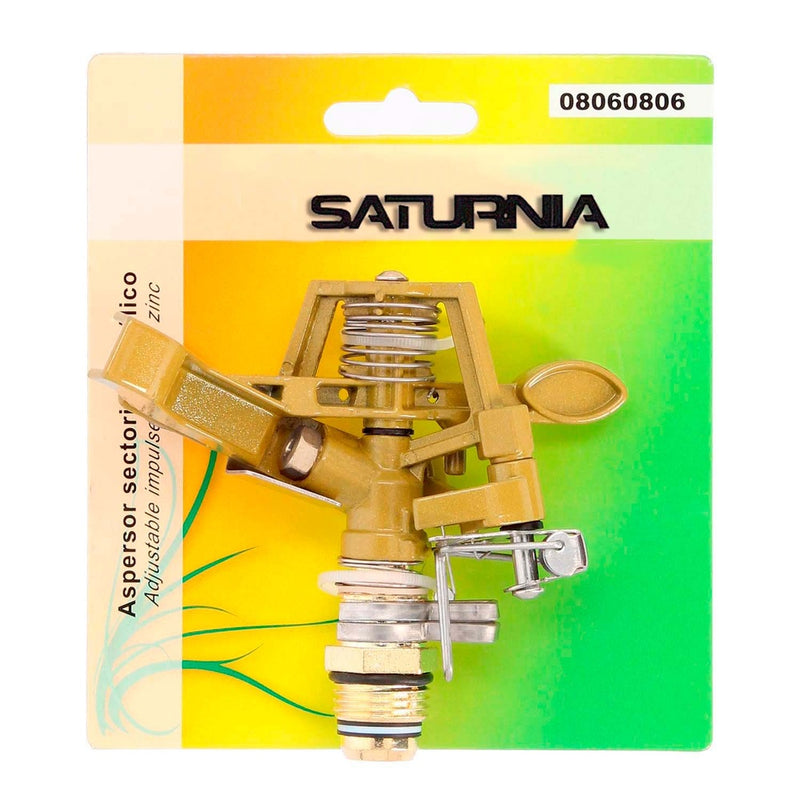 Aspersor riego regulable metálico sectorial toma 1/2" fabricado en zinc, riego de jardines / cesped