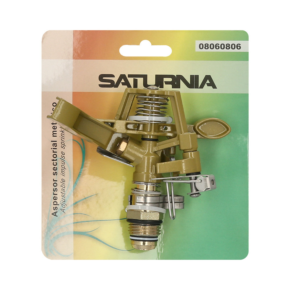 Aspersor riego regulable metalico sectorial toma 1/2" fabricado en zinc, riego de jardines / cesped