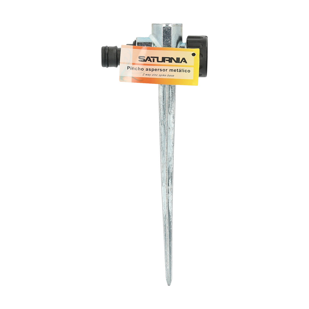 Metal Saturnia sprinkler spike with hose connector