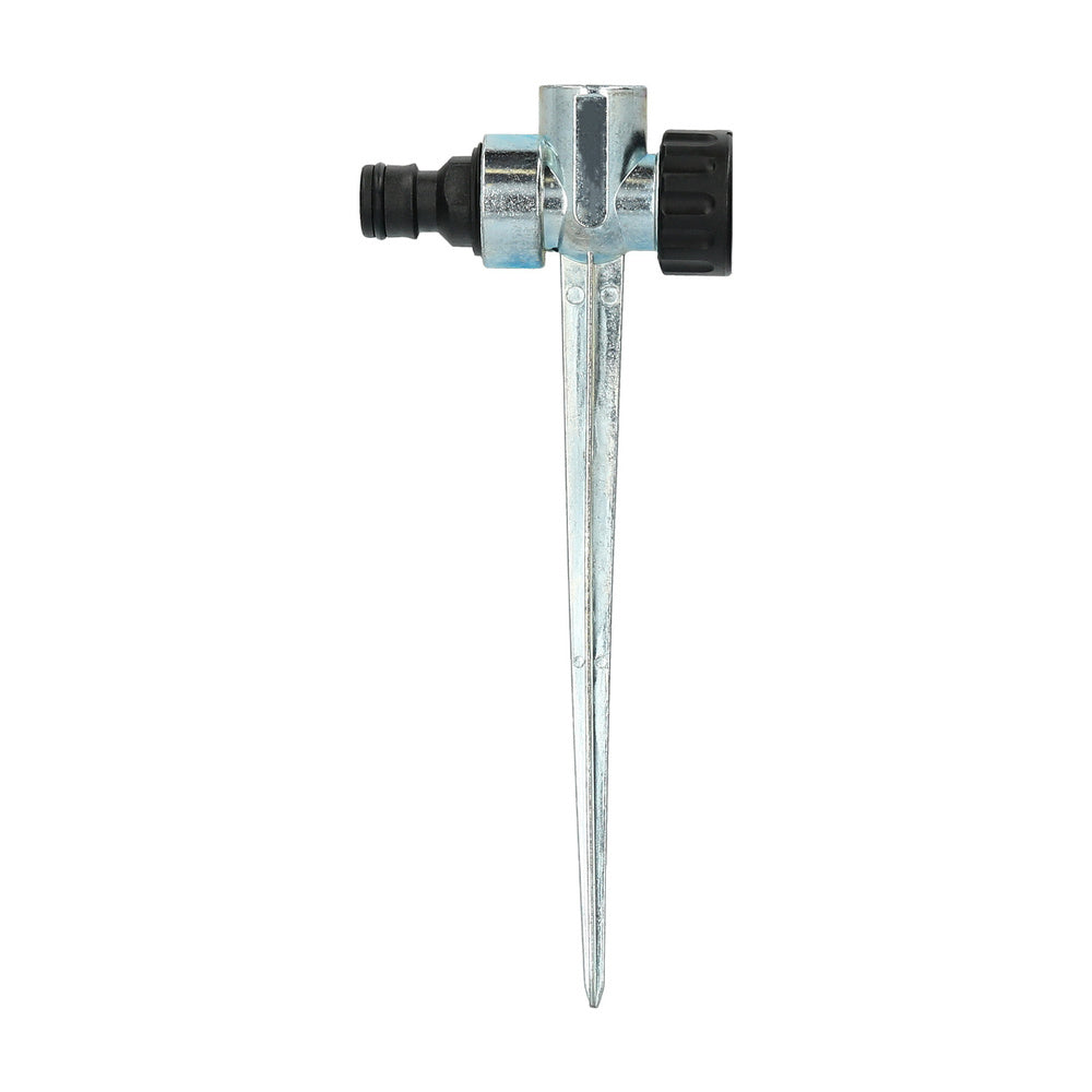 Metal Saturnia sprinkler spike with hose connector