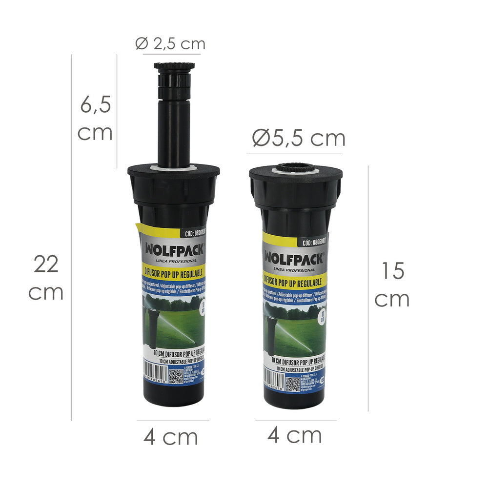 Difusor pop up regulable 10 cm.