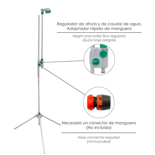 Ducha jardín portatil con tripode