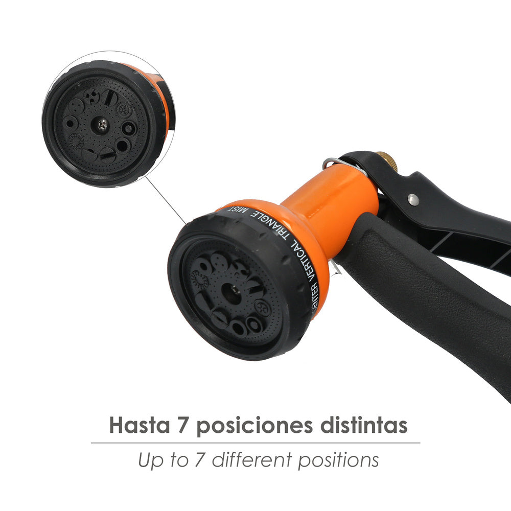 Pistola riego jardin manguera metal soft-touch 10 posiciones