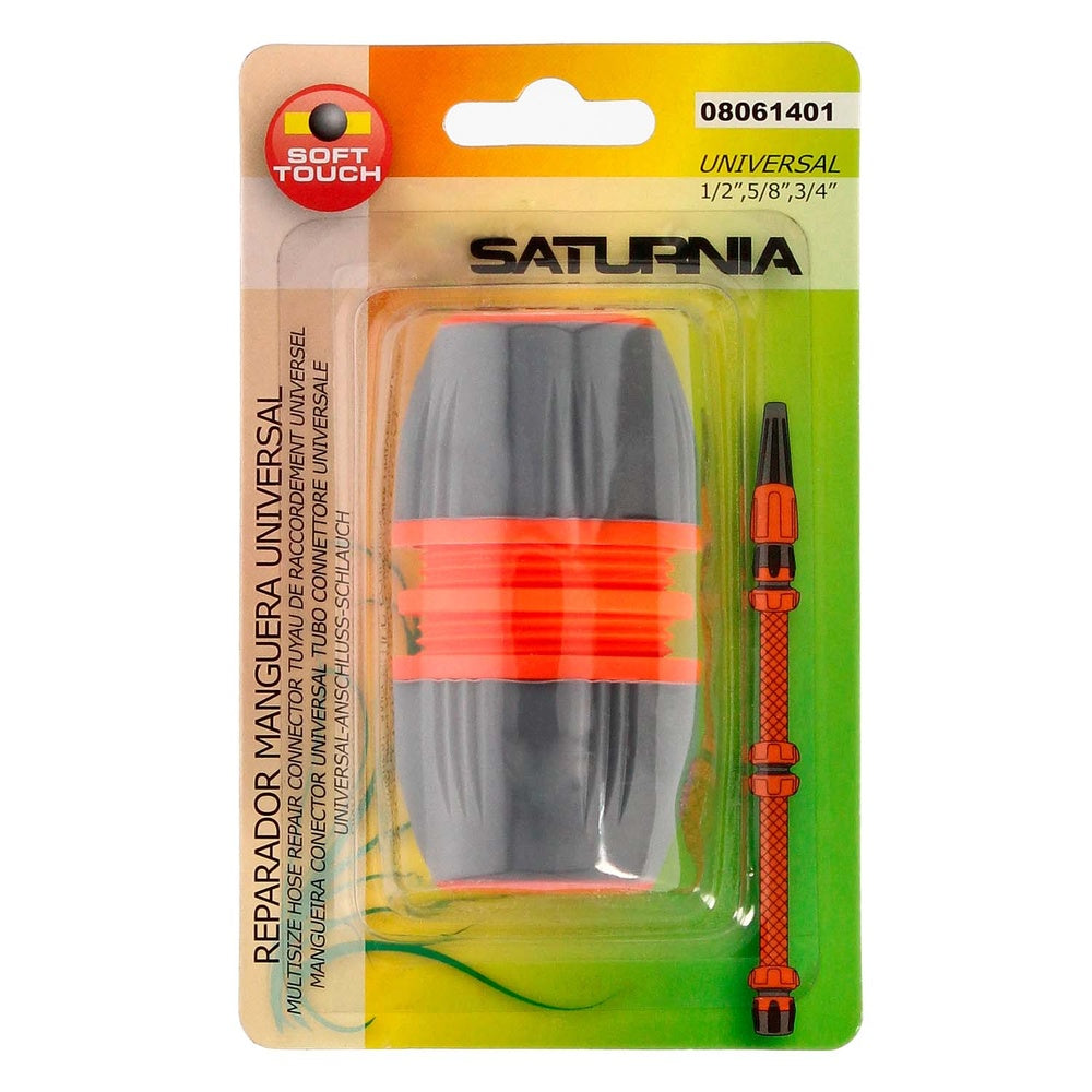 Reparador universal mangueiras 1/2" 5/8" e 3/4". Fácil de usar, plástico soft touch.