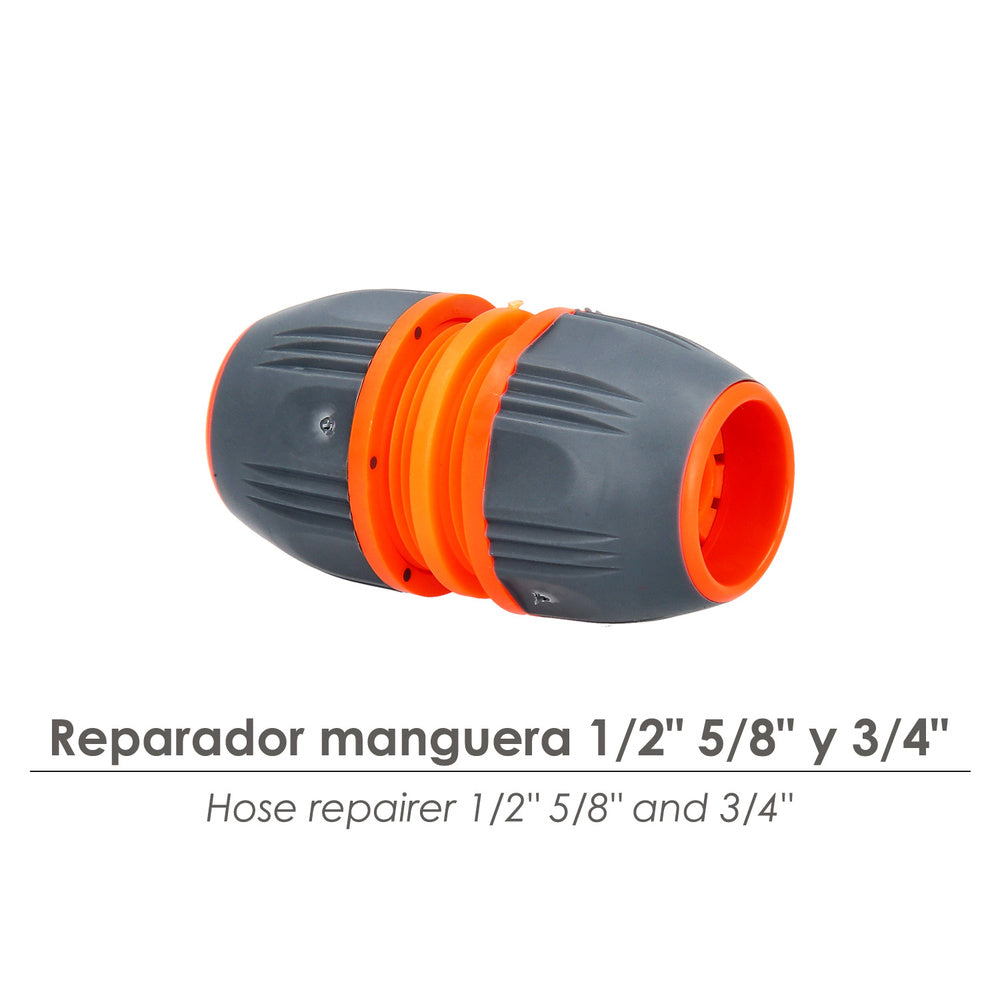 Universal hose repairer 1/2", 5/8" and 3/4". Easy to use, soft touch plastic.