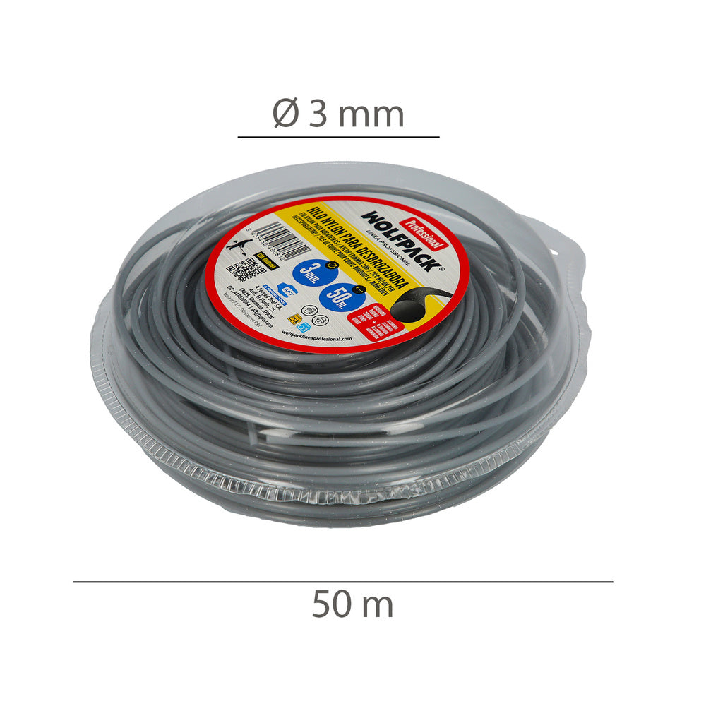 Professional round nylon/aluminum line 3.0mm (50m roll)