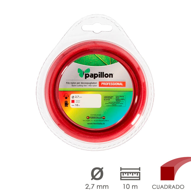 Hilo nylon desbrozadoras cuadrado profesional ø 2,7 mm. rollo 10 metros. hilo nylon corte desbrozadores hierba, jardín, maleza