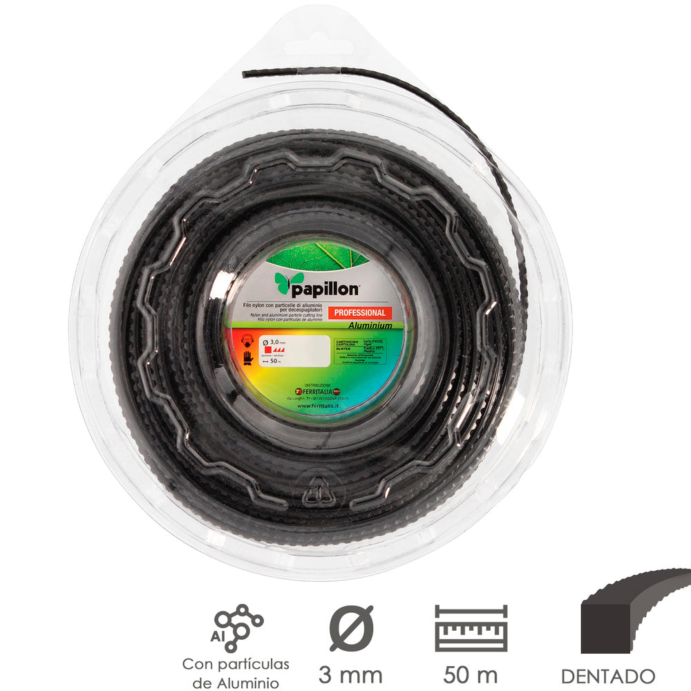 Professional serrated square nylon trimmer line, ø 3.0 mm. 50-meter roll. Nylon cutting line for grass trimmers,
