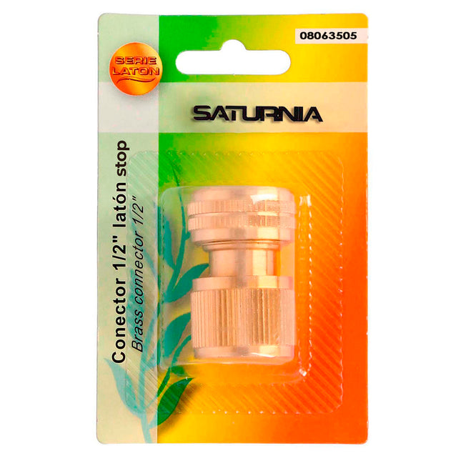 Conector manguera con función STOP fabricado en laton  1/2" hembra, adaptador grifo, conector grifo a conector rápido