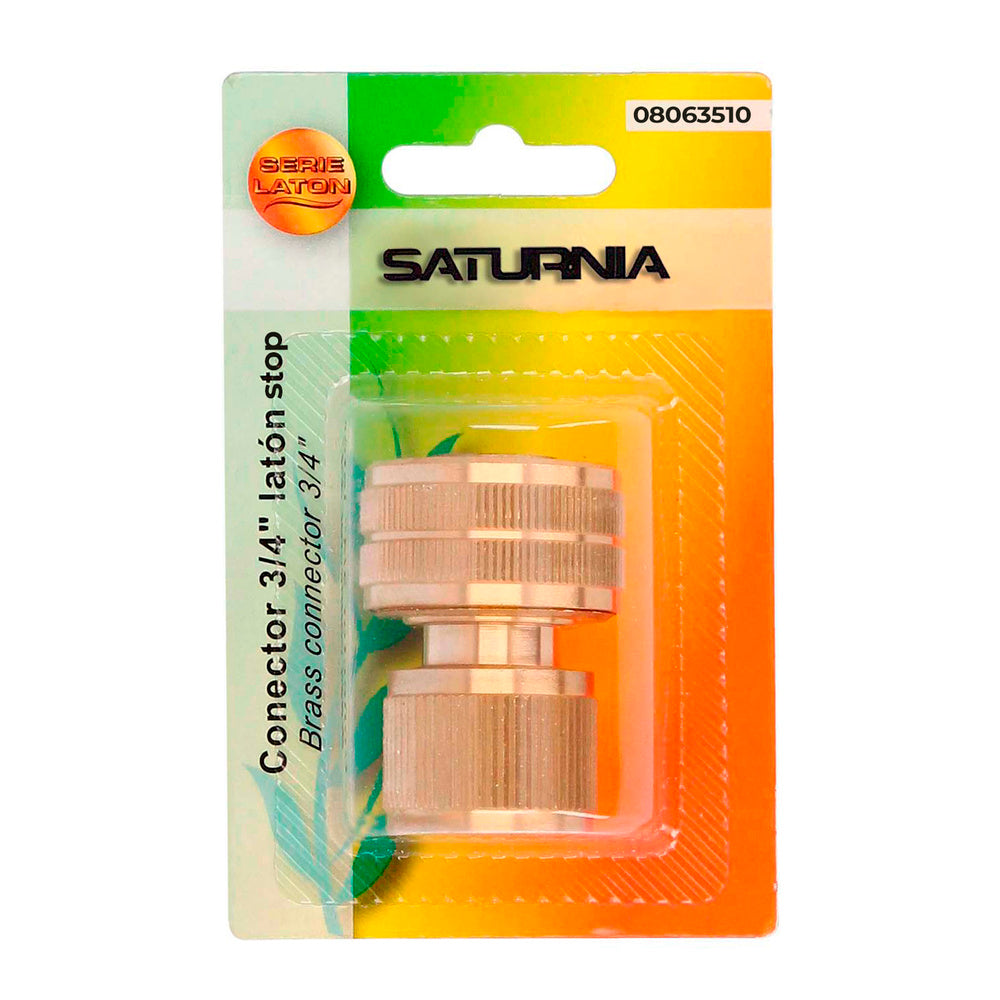 Conector manguera con función stop fabricado en latón  3/4" hembra, adaptador grifo, conector grifo a conector rapido