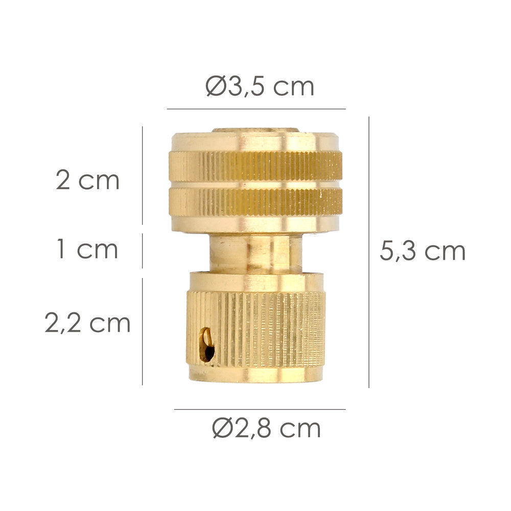 Conector manguera con función stop fabricado en latón  3/4" hembra, adaptador grifo, conector grifo a conector rapido