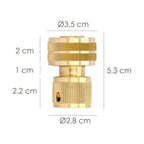 Conector manguera con función stop fabricado en latón  3/4" hembra, adaptador grifo, conector grifo a conector rapido