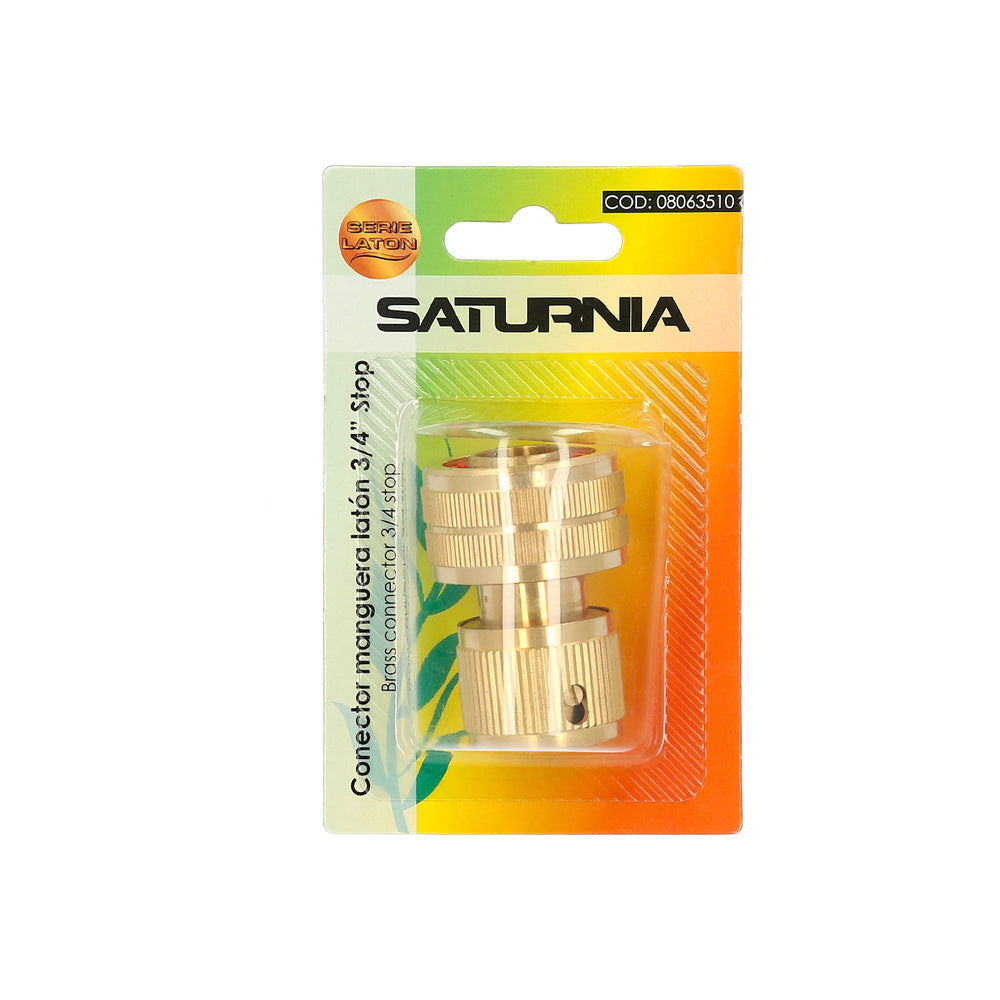 Conector manguera con función stop fabricado en latón  3/4" hembra, adaptador grifo, conector grifo a conector rapido