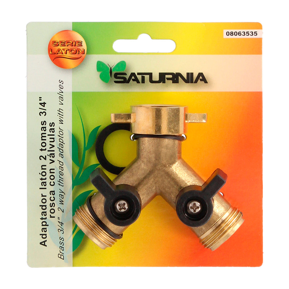 Adaptador de mangueira em latão com 2 entradas macho de 3/4", divisor de torneira, adaptador de 2 vias, entrada fêmea de 3/4".