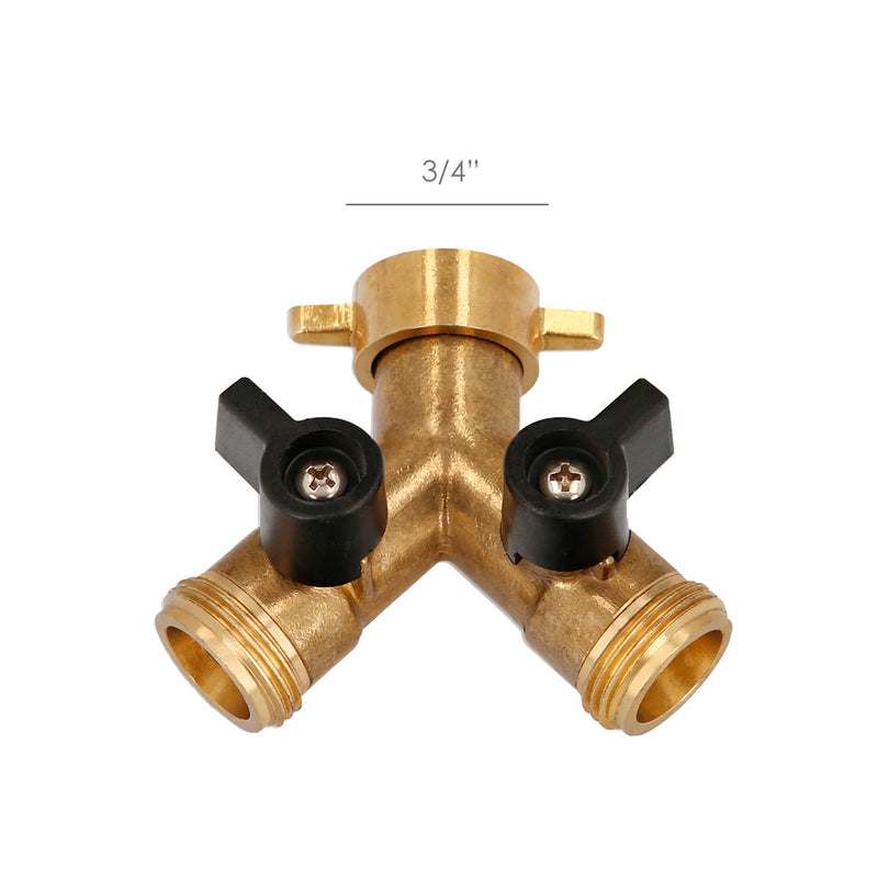 Adaptador manguera laton 2 tomas macho 3/4", duplicador grifo, adaptador 2 vias, entrada 3/4" hembra