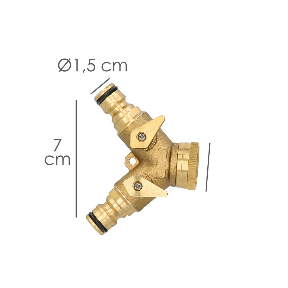 Brass hose adapter 2 outlets for 3/4" faucet