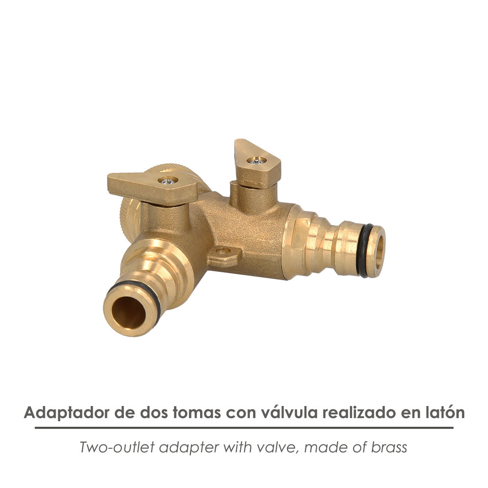 Brass hose adapter 2 outlets for 3/4" faucet