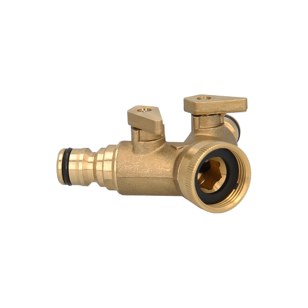Brass hose adapter 2 outlets for 3/4" faucet
