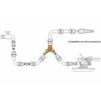 Adaptador de mangueira em latão com 2 saídas para torneira de 3/4".