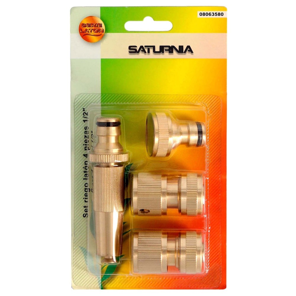 Set riego 4 piezas para mangueras 1/2" fabricado en laton.