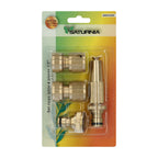 Set riego 4 piezas para mangueras 1/2" fabricado en laton.