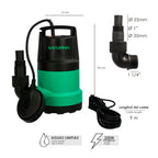 Bomba aguas limpias sumergible 250 watt. 5.500 lts/hora, profundidad 5 m, elevación 4,5 m. Partículas max. Ø 2-3 mm