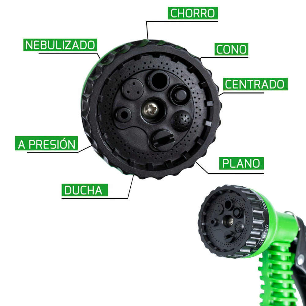 Expandable garden hose 5 to 15 meters with 7-pattern spray gun