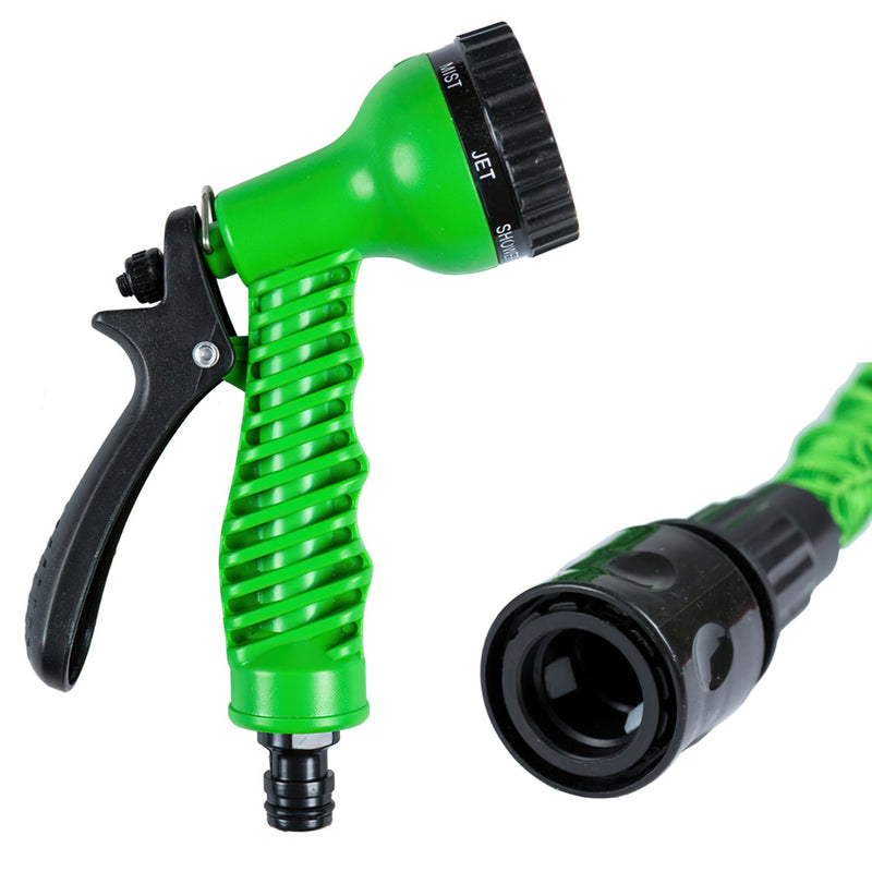 Manguera extensible riego  5 a 15 metros con  pistola de 7 posiciones
