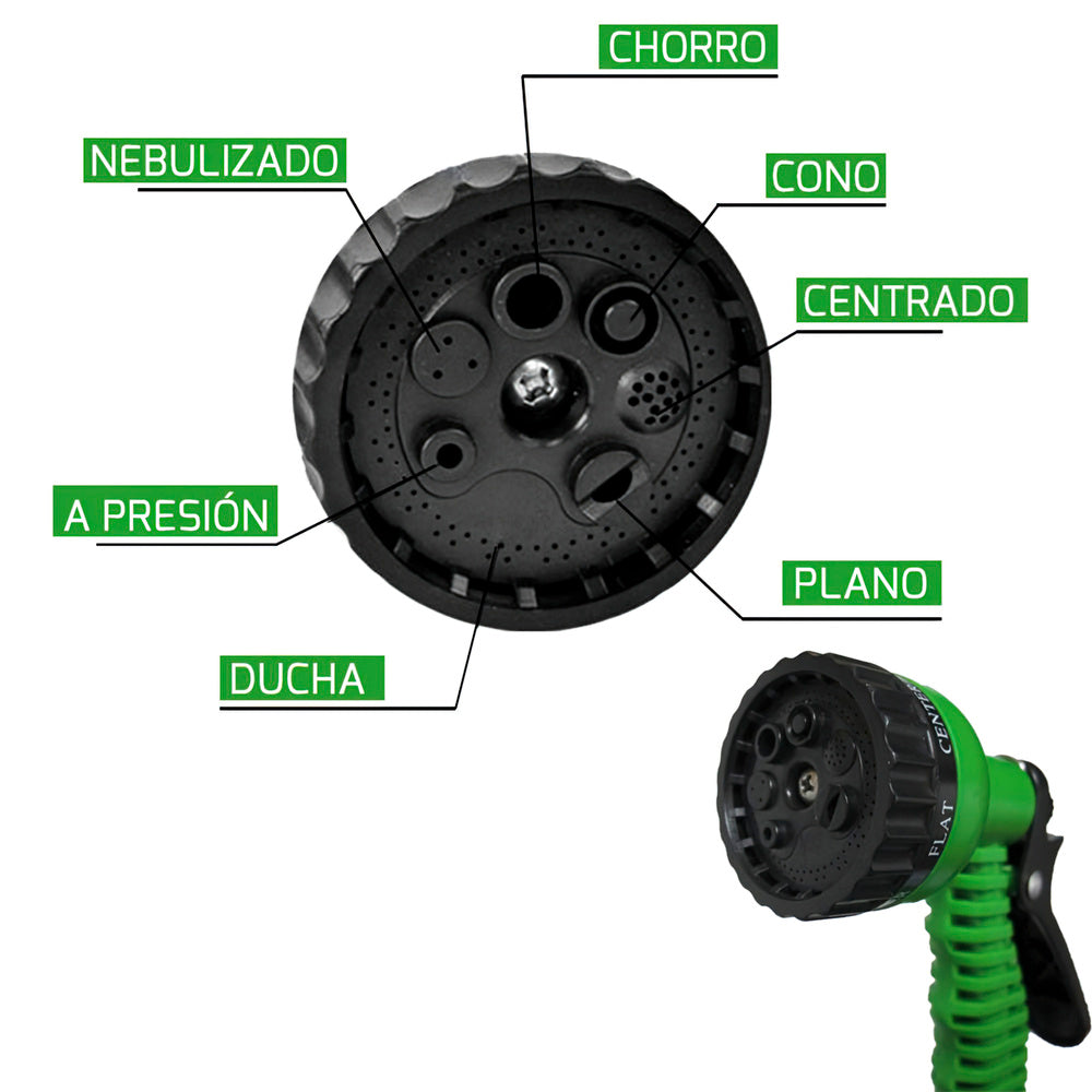 Compact expandable garden hose 5 to 15 meters with 7-pattern spray gun
