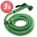 Manguera extensible riego compacto 5 a 15 metros con pistola 7 posiciones