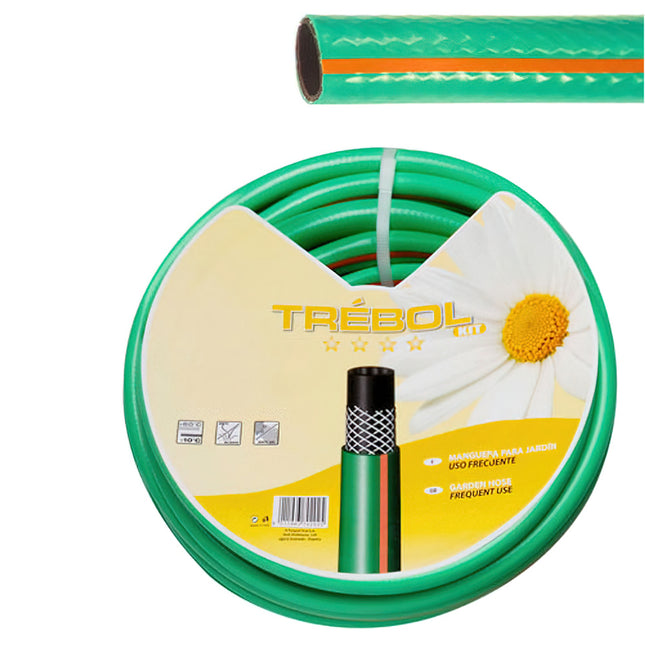 Manguera verde trébol trenzado 15 mm. - 5/8" rollo 50 metros