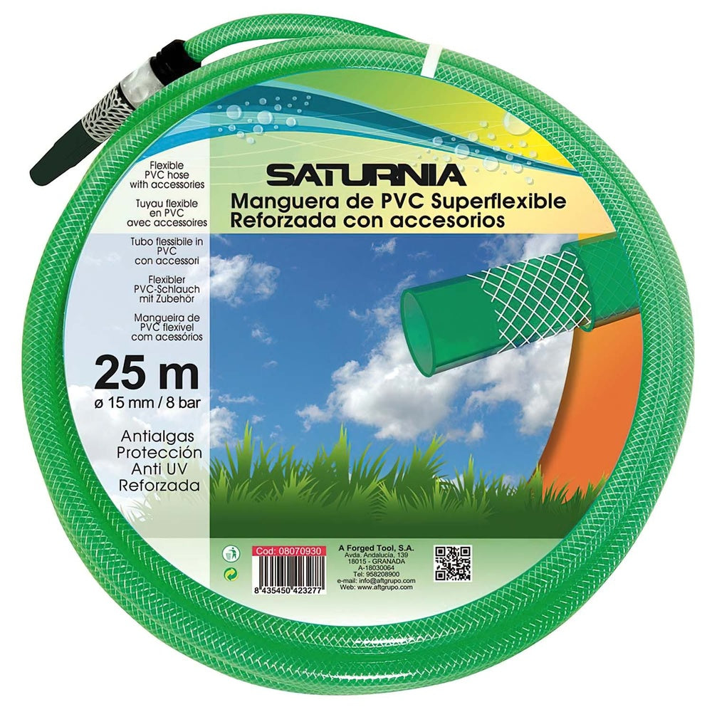 Reinforced flexible hose 15 mm - 5/8" roll 25 meters with fittings garden hose, irrigation hose, reinforced hose,