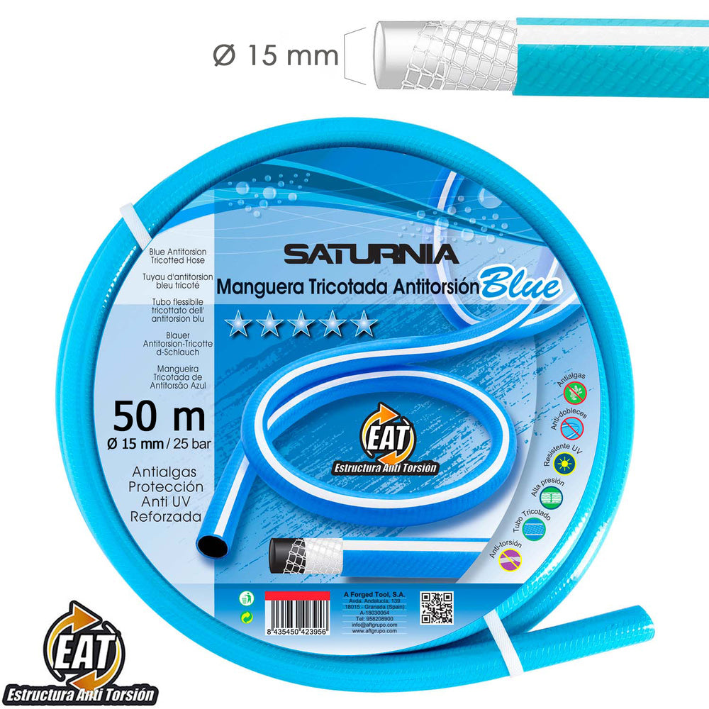 Manguera tricotada no torsion blue ø 15 mm rollo 50 metros. Manguera anti torsion, manguera sin dobleces, manguera sin nudos