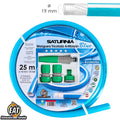 Mangueira tricotada anti torção azul Ø 19 mm rolo 25 metros. Com acessórios, mangueira anti torção, mangueira sem vincos,