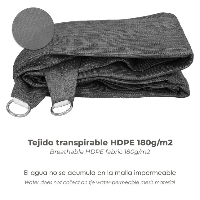 Toldo vela sombra jardín triangular 3,6x3,6x3,6 metros gris