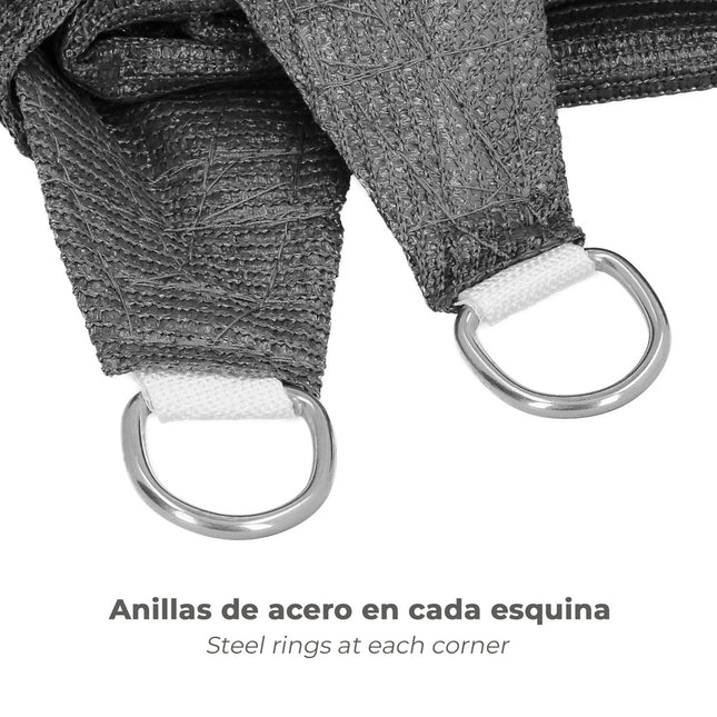 Toldo vela sombra jardín triangular 3,6x3,6x3,6 metros gris