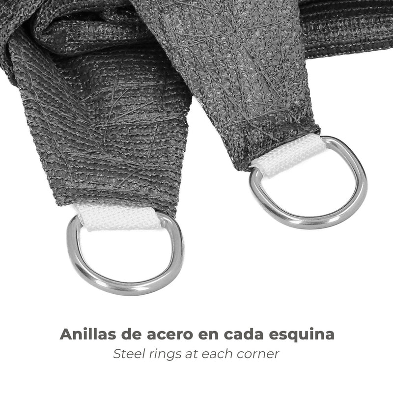 Toldo vela sombra jardín triangular 3,6x3,6x3,6 metros gris