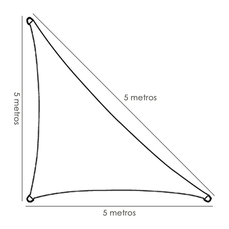 Toldo vela sombra jardín triangular beige 5,0 x 5,0 metros