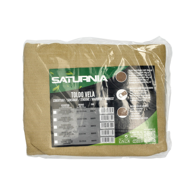 Toldo vela sombra jardín triangular beige 5,0 x 5,0 metros