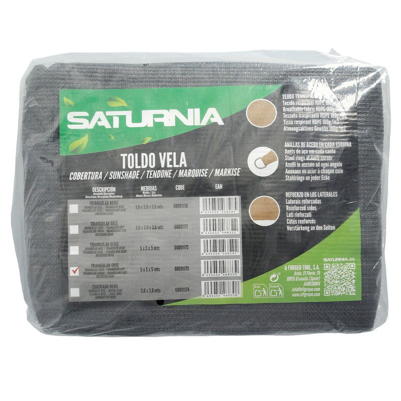 Toldo vela sombra jardín triangular gris 5,0 x 5,0 metros