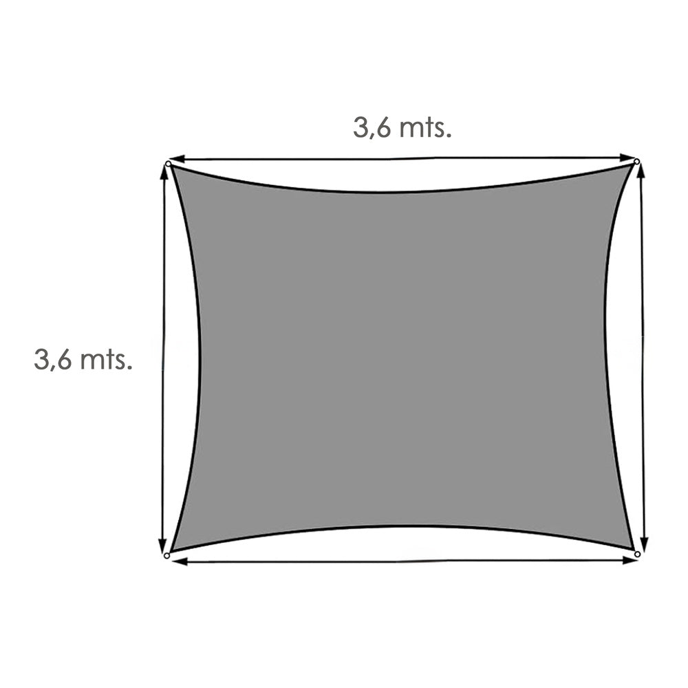 Square garden shade sail 3.6x3.6 meters beige