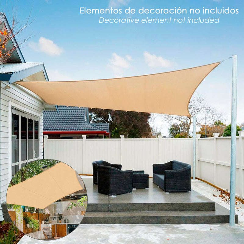 Toldo vela sombra jardín cuadrada 3,6x3,6 metros beige