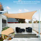 Square garden shade sail 3.6x3.6 meters beige