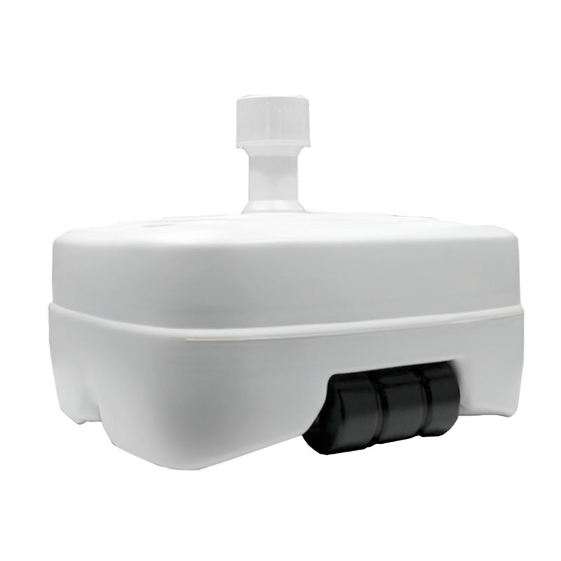 Base Sombrilla Polietileno Con Ruedas, 58x58 cm. para Tubos De Ø 30 A Ø 51 mm. Rellenable de agua o arena,