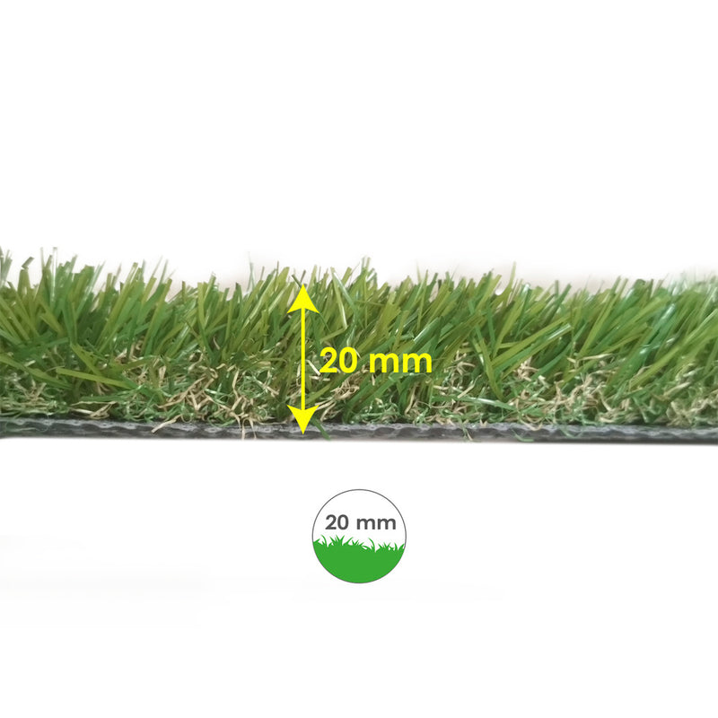 Cesped artificial 20 mm. rollo 2x10 metros. césped moqueta para interior y exterior. jardín, terraza, balcón. uso domestico
