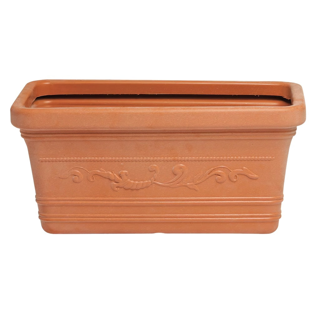 Saturnia rectangular resin planter, terracotta, resistant, ideal for outdoors, 60x33cm