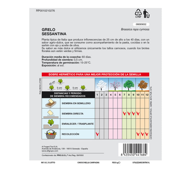 Semillas grelo brocoli (10 gramos) semillas verduras, horticultura, horticola, semillas huerto